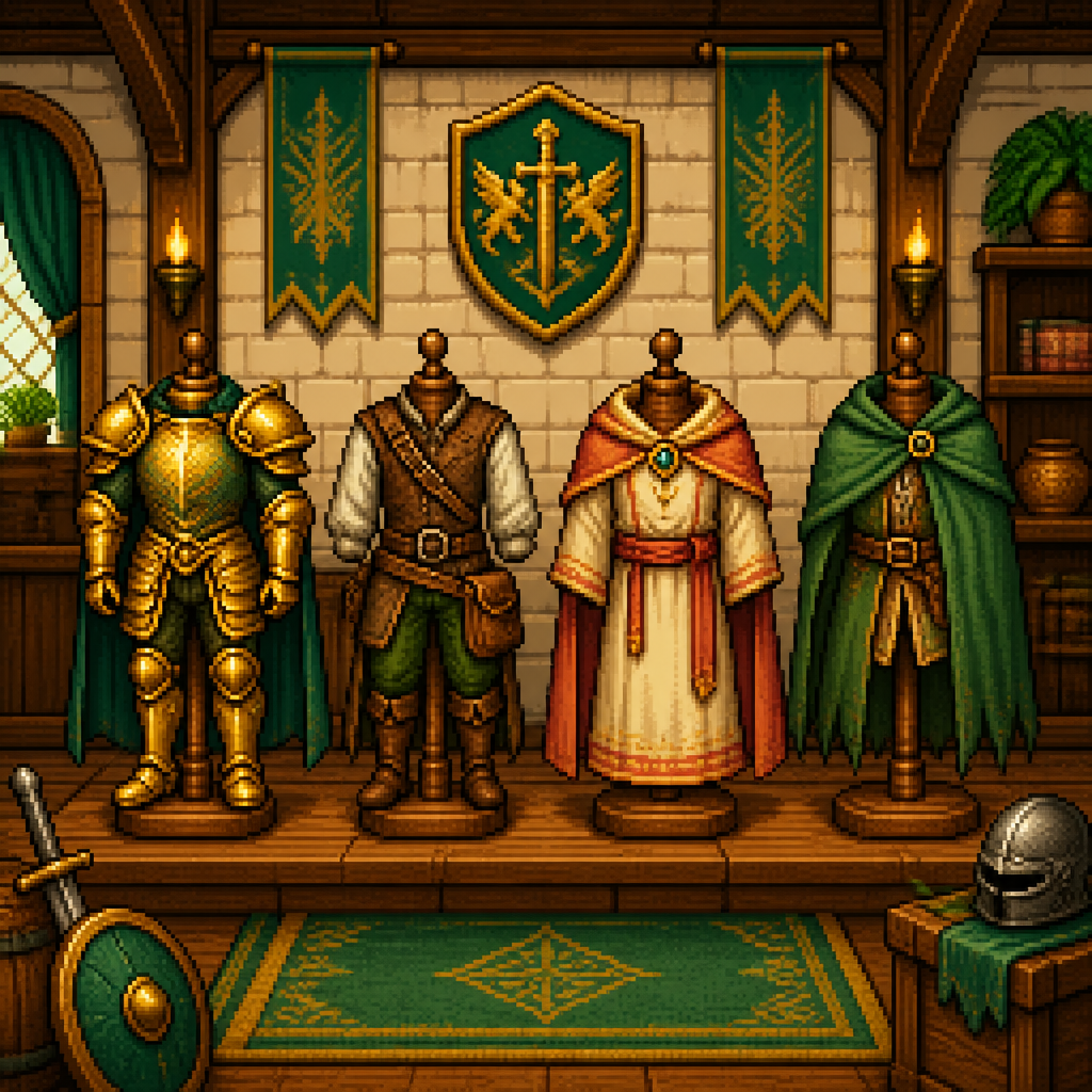 Armor displayed in a Solara guild hall